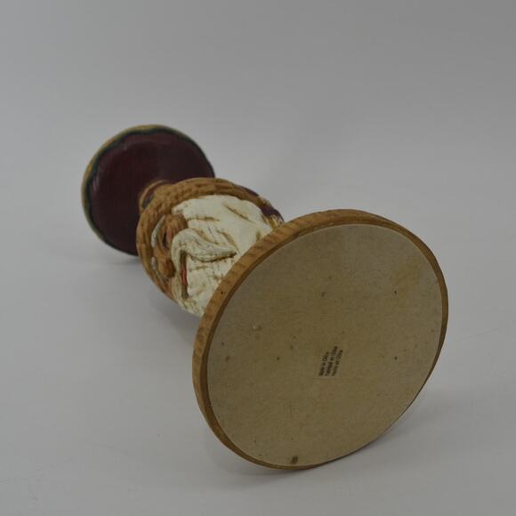 Santa Candle Stick Holder Old Christmas Faux Carved Wood Resin - Picture 5 of 13